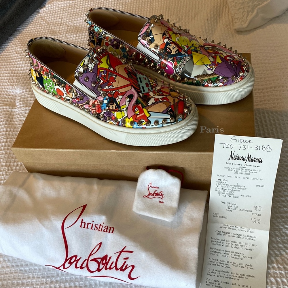 Christian Louboutin Multicolor Spiked Slip-On Sneakers